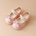 thumbnail image 5 of 2022 Toddler Girls Pearls Bow Patent Leather Dress Shoes Wedding Gown Flat Shoes, 5 of 10