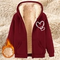 thumbnail image 2 of iHPH7 Fleece Hoodie Women Warm Jackets for Women Winter Jackets for Women Hooded Sweatshirts for Women Winter Coats for Women Plain Hoodies for Women Hooded Jacket Women Red 1 L, 2 of 4