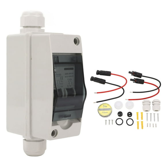 Caja de interruptores pequeños de 20 A, IP65, impermeable, interruptor de desconexión fotovoltaica de doble potencia, CC 12-400 V, CA 90-400 V