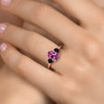 thumbnail image 4 of Gem Stone King 18K Rose Gold Plated Silver Pink Created Sapphire and Black Onyx Engagement Ring for Women | 1.44 Cttw | Oval 9X7MM | Gemstone September Birthstone | Size 5, 4 of 6