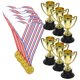 thumbnail image 3 of FELTECHELECTR 12 mini vasos de plástico dorados, premios de recompensa para niños, medallas pequeñas, regalos para niños, trofeos dorados (6 trofeos + 6 medallas), 3 of 7