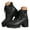 Black, variant on Women's Combat Ankle Boots Lace up High Chunky Heel Military Short Booties Ladies Dress Riding Boots