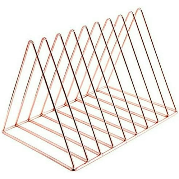 Zhuge File Folder Racks and Magazine Holder,9 Section Metal Newspaper Holder Magazine File Storage for Office Home Decoration,Rose Gold
