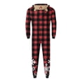 thumbnail image 5 of Odeerbi Christmas Onesie Pajamas for Family Holiday Sleep Jumpsuit Long Sleeve Family Christmas Pajamas Matching Sets Dad Fashion Lattice Print Plush Jumpsuit Sleepwear PJs Set Red, 5 of 6