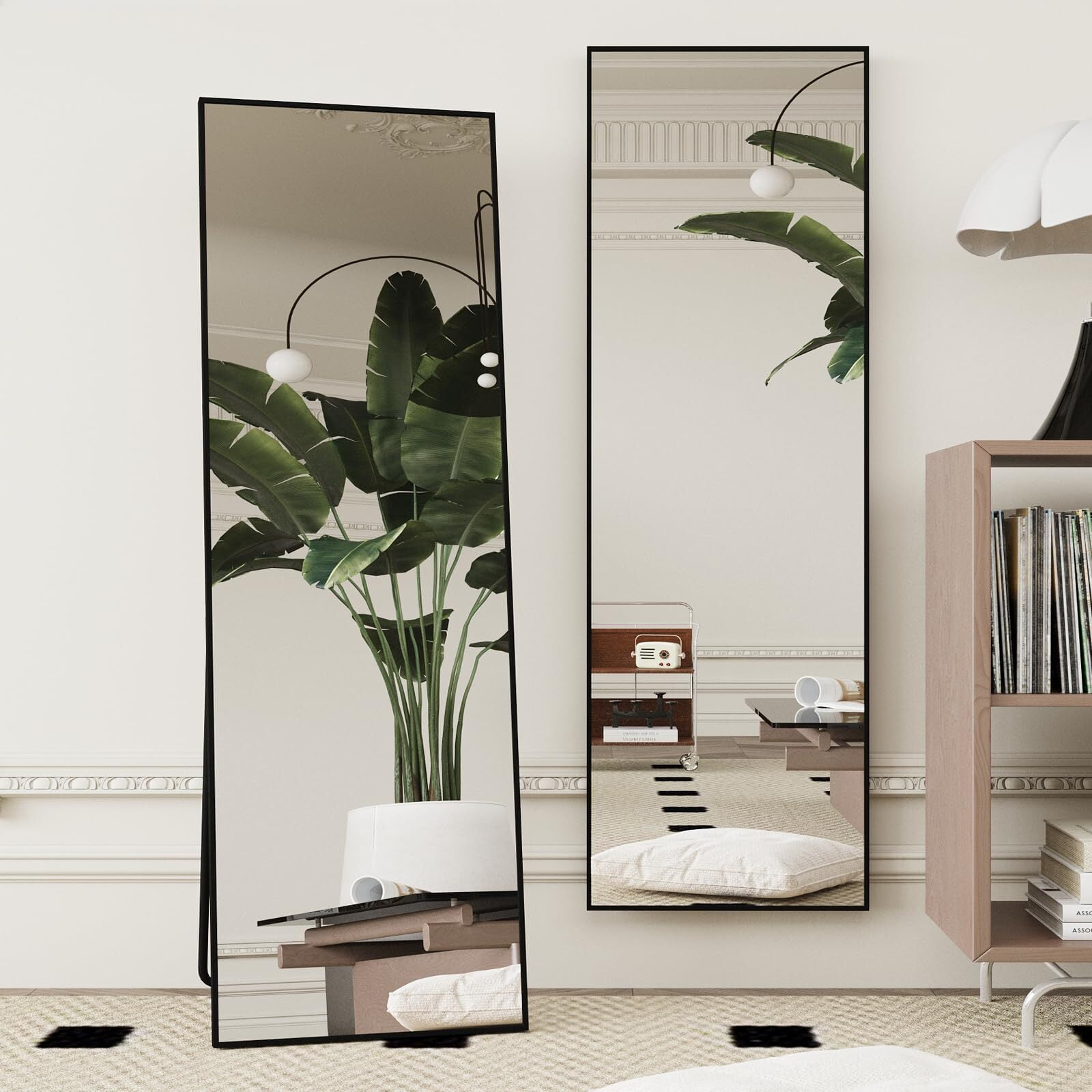 Anyrose 65"x 24" Floor Mirror Full Length Mirror Bedroom Floor Body Mirror with Stand,Black