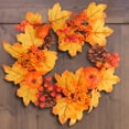 thumbnail image 1 of Decoración del hogar de Halloween, corona de ratán con forma de calabaza y bayas para colgar en la puerta, corona de hojas de arce para Acción de Gracias, decoración de aro floral, 1 of 6