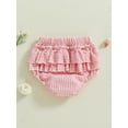thumbnail image 4 of aturustex Toddler Baby Girl Classic Plaid Shorts 0 3M 6M 12M 18M 24M Infant Elastic Waist Bubble Shorts Lounge Tiered Detail Bow Triangle Short Pants intage Comfy Shorts Beachwear for Summer, 4 of 7