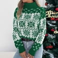 thumbnail image 4 of larppty Women 2025 Fall Casual Turtleneck Long Sleeve Chunky Oversized Ribbed Tunic Sweaters Pullover Knitted Printed Tops (Green, M), 4 of 8