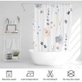 thumbnail image 6 of Small Stall Shower Curtain 36 x 72, Narrow Half Watercolor Floral Fabric Shower Curtain, Blue Beige Flower Decorative Bathroom Shower Curtain Set with Hooks, 6 of 12