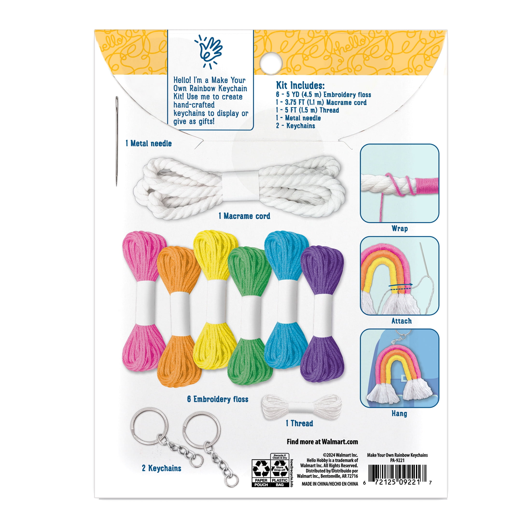 (2 pack) Hello Hobby Make Your Own Rainbow Keychains, Arts and Crafts Kit for Kids