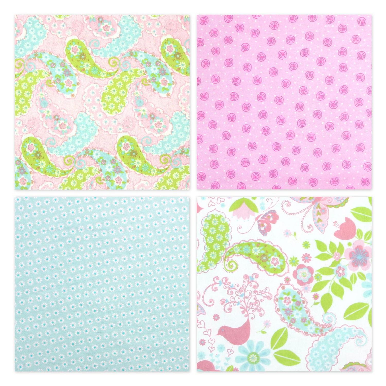 Fabric Creations Baby Girl Flannel Pre-Cut Pack, 4 x 1/2 yd