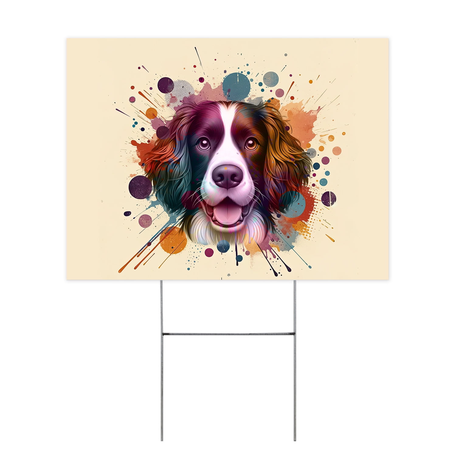 English Springer Spaniel Portrait Watercolor Vintage Retro Styles Yard Sign Springers Dog Lover Gifts Outdoor Home Lawn Garden Porch Decor - 00001