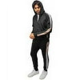 thumbnail image 4 of Cultura Men's Sweatsuit w/ Zipper Pockets, Zip Up Hoodie Track Suit for Running Jogging Sports Casual, Black/Heather Grey/Khaki, Small, 4 of 5