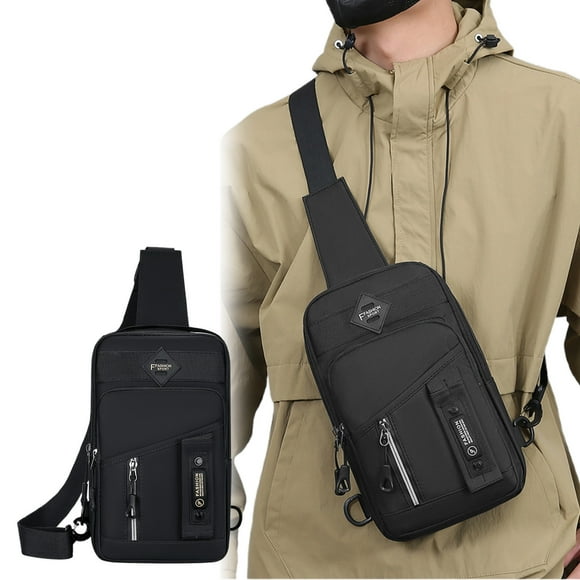 Bolso bandolera multifuncional de gran capacidad para hombre con múltiples bolsillos, resistente al agua y correa ajustable para viajes, gimnasio y uso diario para viajeros activos.