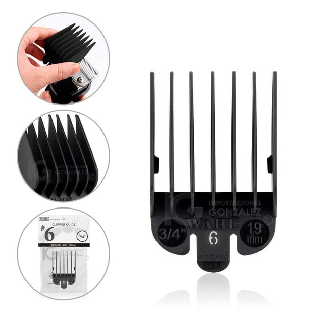 Peines Guía para Máquina Wahl Original Plástico Reforzado #6 negro
