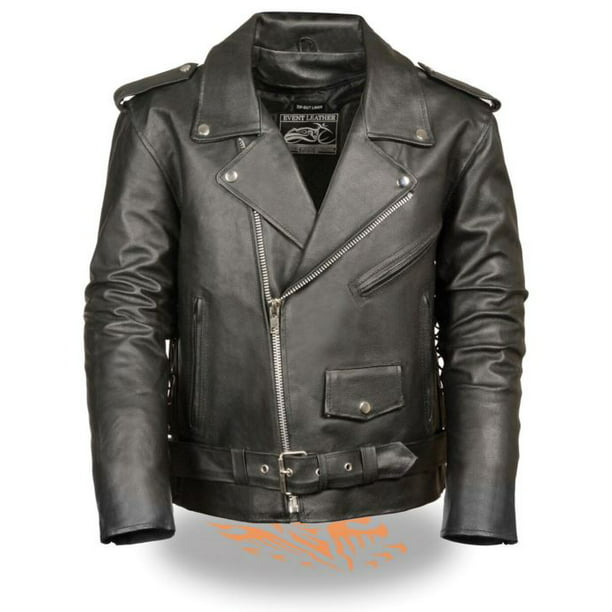event biker leather men's basic motorcycle jacket with pockets (black ...