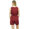 thumbnail image 6 of Bimba Womens Drawstring Solid Maroon Pj Set Buttondown Shirt Shorts Dress-18, 6 of 9