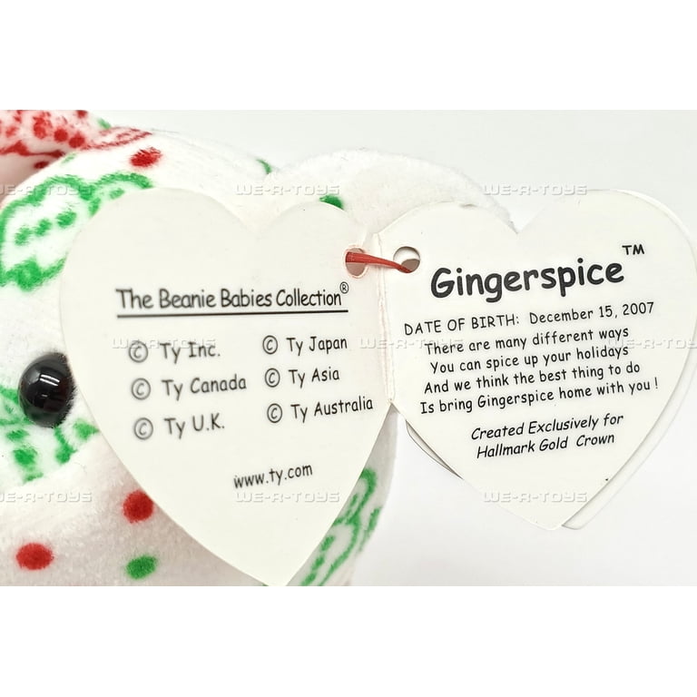 Ty Beanie Babies Gingerspice the Bear Christmas Plush 2008