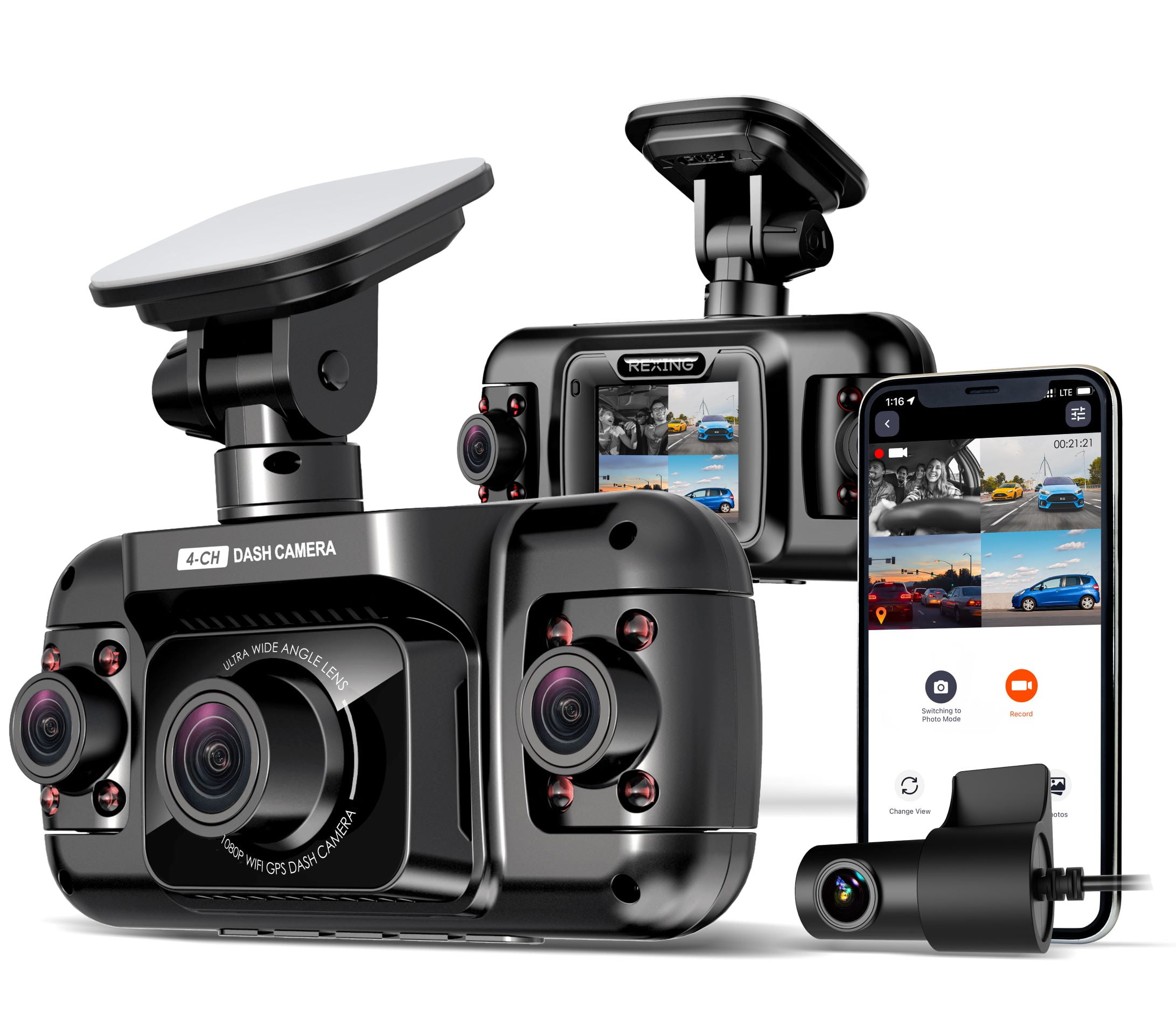 Rexing R4 4 Channel Dash Cam W/ All Around 1080p Resolution, WiFi, and