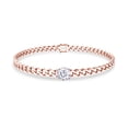 thumbnail image 2 of 3/4 CT 6MM Round Cut Lab Created Moissanite Diamond Solitaire Cuban Link Chain Bracelet In 14K Rose Gold Over Sterling Silver Size : 7.5 Inch, (G-H Color,VVS1 Clarity,0.75 Cttw), 2 of 5