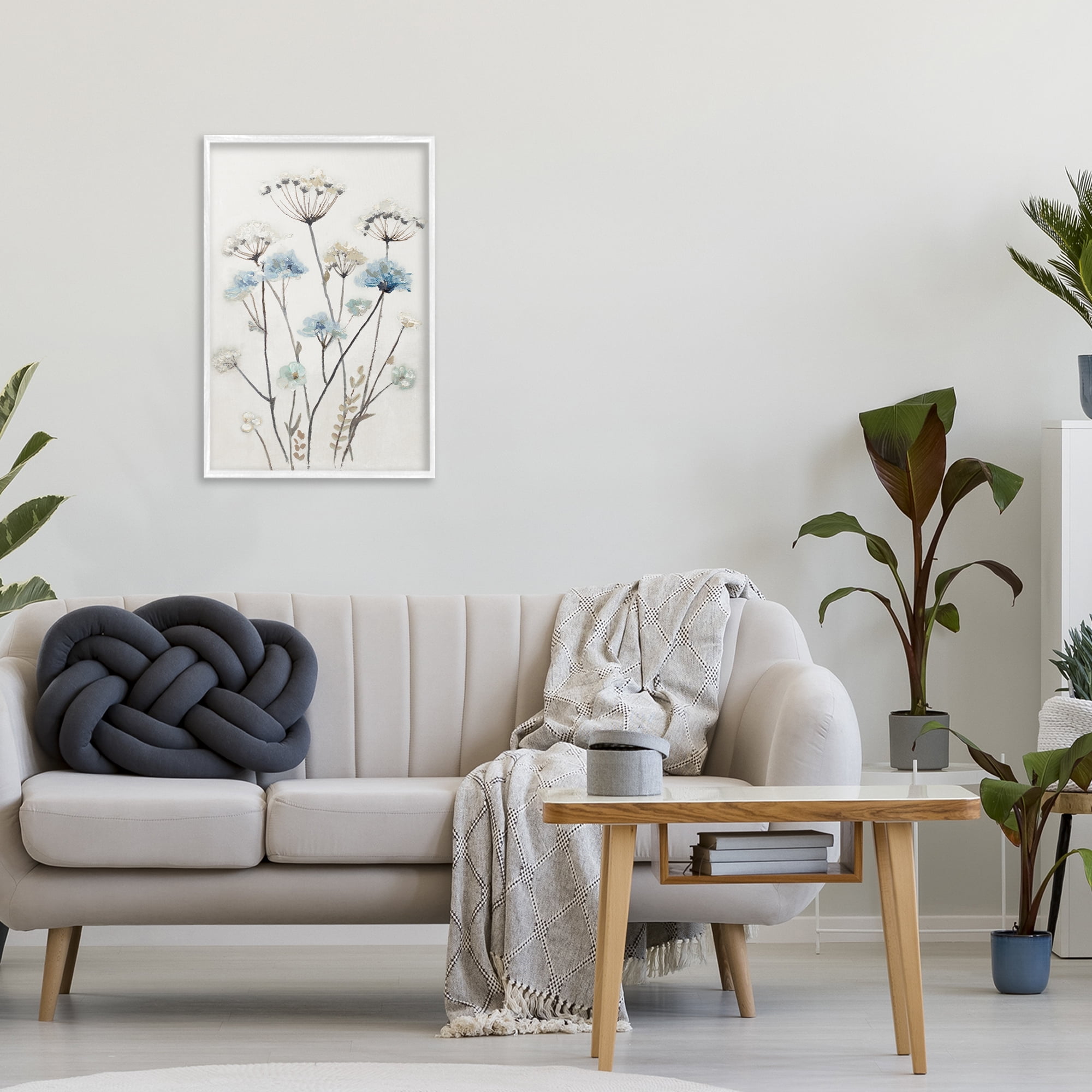 Stupell Industries Soft Jardin Azul White Framed Giclee Art, design by Patricia Pinto