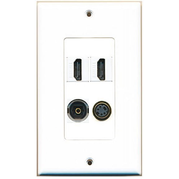 RiteAV - 2 Port HDMI 1 Port S-Video 1 Port Toslink Wall Plate Decorative