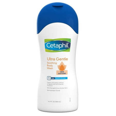 (3 pack) Cetaphil Ultra Gentle Soothing Body Wash, Sensitive Skin, All Skin Types, Dry Skin, Marigold Extract, Hypoallergenic, Dermatologist Tested, (Best Body Wash For Dry Sensitive Skin)