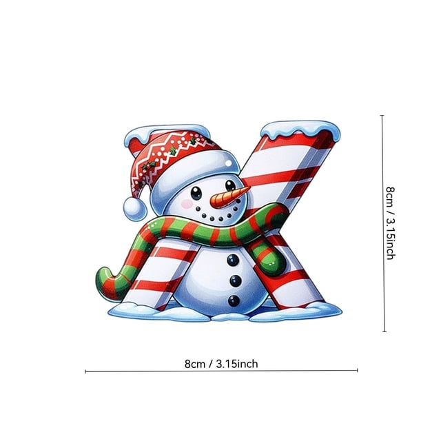 Acrylic 2D Christmas Snowman Letter Ornament | Personalized Holiday Tree Pendant with Custom Name | Durable Clear Acrylic with 3 Ribbon Styles | Festive Decoration for Kids Gifts Wreaths