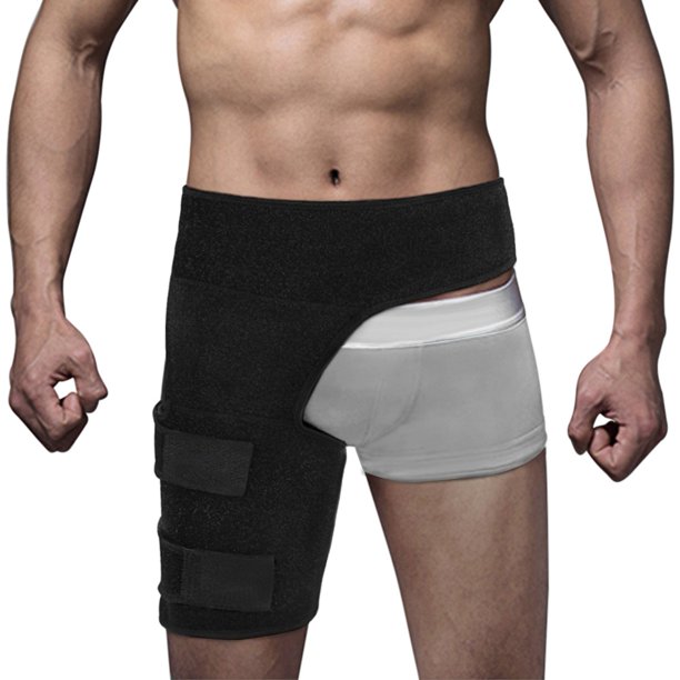 AMONIDA Black Adjustable Groin Brace Wrap Thigh Support Pain Relief