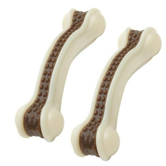 Dog Bones Chew Toys for Aggressive Chewers, 2PCS Tough Pet Toy w/ Nylon, Size M