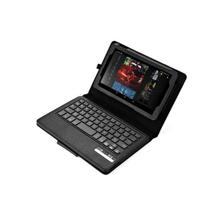 PU Leather Keyboard Case With Bluetooth Wireless Keyboard For Amazon Fire 7 Tablet,Black (Only fit Fire 7