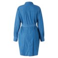 thumbnail image 6 of Canis Women's Denim Shirt Dress Casual Loose Midi Dress Long Sleeve Button Down Lapel Short Jean Tunic Dress with Belt Pockets, 6 of 10