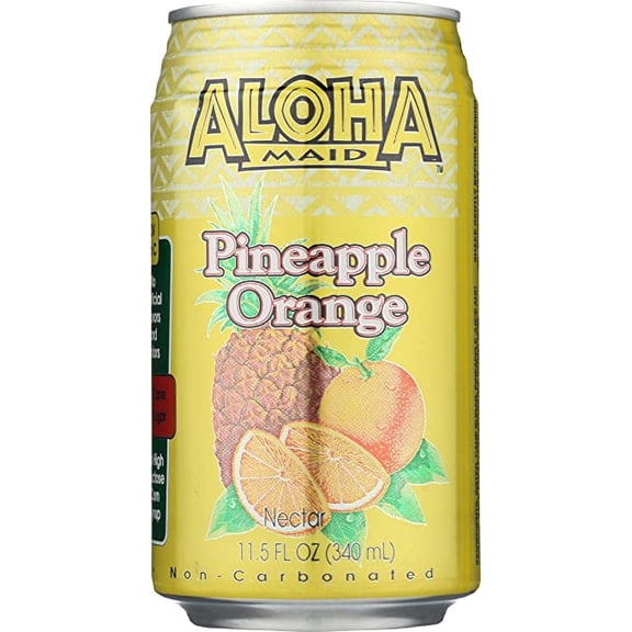 Aloha Maid Pineapple Orange Nectar Case of 24 11.5 Fl Oz Cans - Delicious & Refreshing Juice Blend - No Preservatives