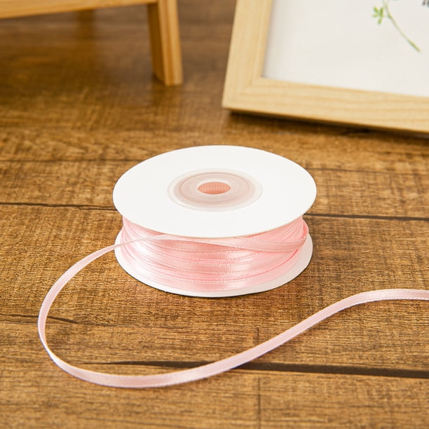 Nvzi Cinta de regalo, cinta fina rosa mediana, 2 rollos de 0,3 cm x 45,7 m (50 yardas), cinta de poliéster, para envolver regalos y decorar ramos.