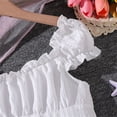 thumbnail image 4 of Girls Off The Shoulder Dress Puff Sleeve Tiered Party Dress for Kids 8-13 Corset Waist Ruffle White,Size 12-13 T, 4 of 8