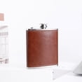 thumbnail image 3 of Juegos de petacas para hombre, petaca de acero inoxidable, petaca con bolsillo de cuero marrón de 8 oz, set de regalo de petaca para cadera, caja de regalo negra, 3 of 5