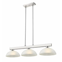 152BN-DWL14-Z-Lite-Cobalt - 3 Light Billiard with Glass-8 Inches Tall and 14 Inches Wide-Brushed Nickel/White Linen Finish-White Linen Glass Color