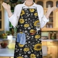 thumbnail image 6 of Black White Bee Heart Sunflower Pattern Apron-Garden Aprons for Women with Pockets-Cotton Linen Waterproof Kitchen Cooking Gardening Aprons Adjustable for Kitchen,Cooking,BBQ and Salon 33x27 Inch, 6 of 7