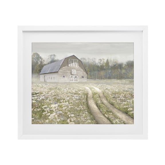 Stupell Industries Traditional Wildflower Delight Barn White Framed Print Under Glass, 16 x 13, by Amber Sterling
