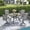 Graywood Table- Gray Chairs, variant on VOXBIN Patio Dining Set for 6 Outdoor Furniture Includes 53.1" Round Patio Table and Swivel Chairs, Black Tabletop and Brown Fabric