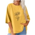 thumbnail image 6 of YUGYXL Casual Gauze Shirt for Women 3/4 Sleeve Loose Fit Linen Tops Comfy Soft Lightweight Tunic Tee Summer Vacation Blouse Yellow S, 6 of 6
