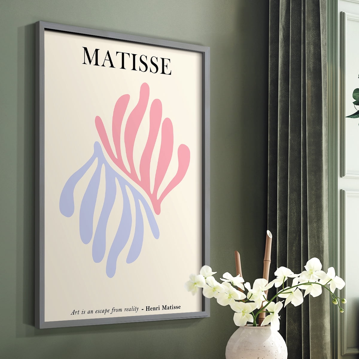 Matisse CDLXXXVII in Gray Solid Wood Framed Print No Nail Hanging