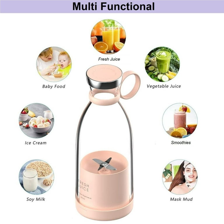 Portable Blender, Mini Personal Blender Bottle for shakes and  smoothies，with USB Rechargeable On The Go Mixer Electric Blender Cup for  Fruit Juice