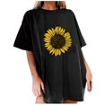thumbnail image 1 of PVCS T-shirt à Manches Courtes Ample Col Rond Imprimé Tournesol pour Femmes, 1 of 5