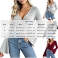 thumbnail image 3 of yillto Womens Sweater Wrap V Neck Flare Long Sleeve Knitted Ribbed Blouses Fashion Slim Sweaters, 3 of 6