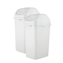 Superio Kitchen Trash Can with Swing Top Lid 9 Gallon, (2 Pack) Slim Waste Bin 37 Qt Durable Plastic, Fit Small Spaces , Office, Bathroom, Under Counter (Grey/Black)