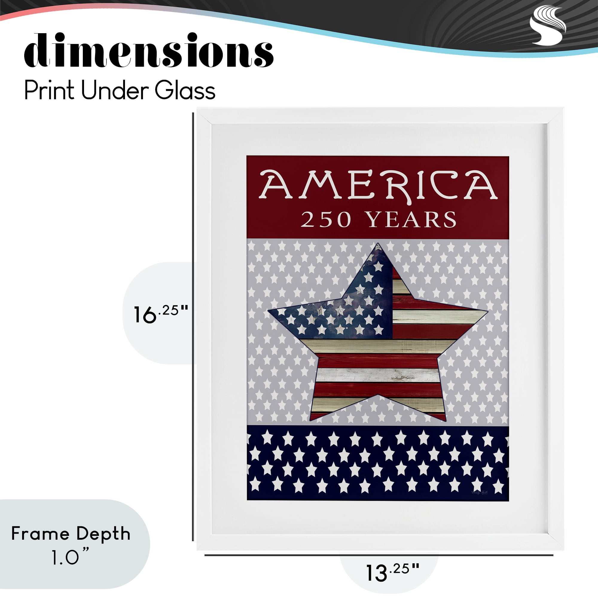Stupell Industries Historic America 250 Years White Framed Print Under Glass, design by Cindy Jacobs