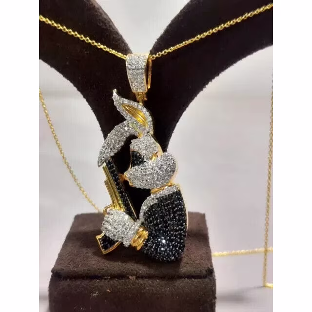Aishvi Jewels Pendant 3.00Ct Round Cut Lab Created Black Diamond Men's 14K Yellow Gold Plated 18" Chain