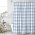 thumbnail image 6 of Light Blue Plaid Shower Curtain, Waterproof Shower Curtains for Bathroom, Modern Minimalist Country Washable Fabric Bathtub Curtain Set Bath Decor with 12 Hooks Extra Long 72"x96", 6 of 6