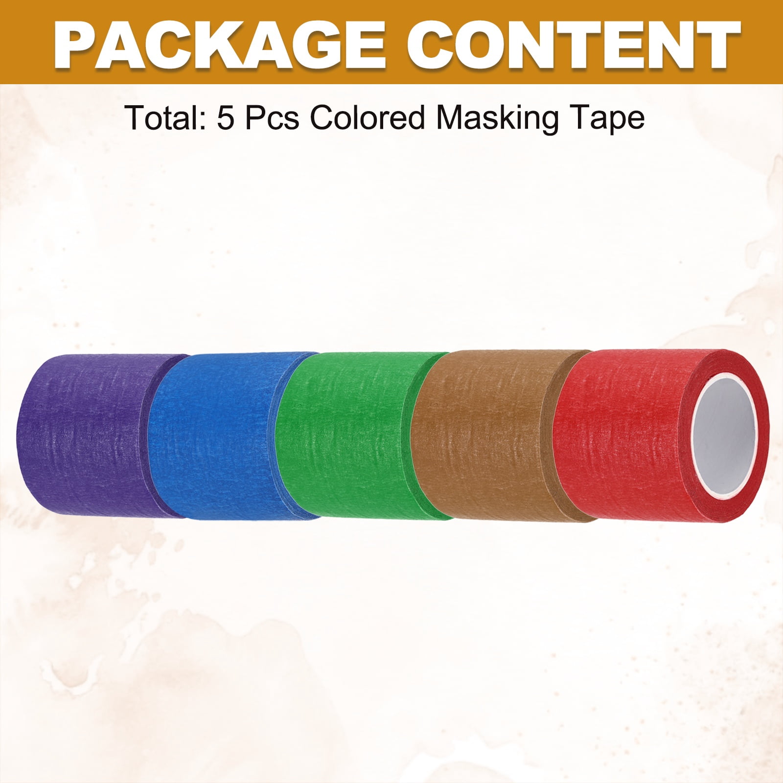 5pcs 2" x 11 Yard Colored Masking Tape, Dark Blue Dark Green Red Purple Brown